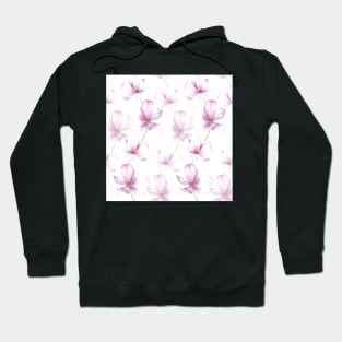 Romantic spring Cosmos flowers watercolor print Hoodie